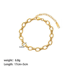 Stainless Steel Slim Chain Bracelet 18K Gold Does Not Fade