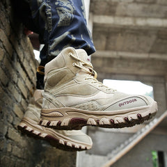 Mountaineering Work Shoes High-Top Lace-Up Mid-Tube