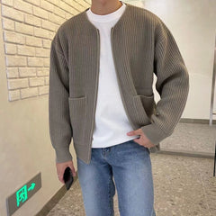 Men's Sweater Jacket with a Zipper – Knitted Cardigan Style