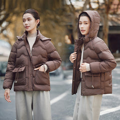 Hooded Cotton Puffer Jacket Women's Thickened Middle-aged And Elderly Coat