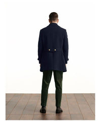 Men's Medium Length Long Sleeved Woolen Coat
