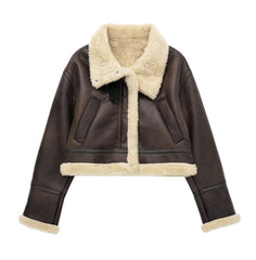 Women's French Fashion Versatile Short Reversible Fleece Jacket