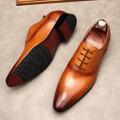 Men's Lace-up Pointed Formal Leather Shoes