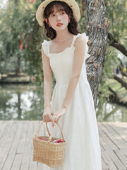 White Strap Dress Women's First Love Strap Long