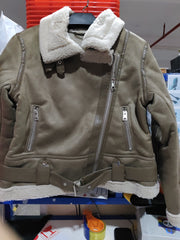 WInter Lapel Jacket Suede Lamb Wool Warm Coat Motorcycle Clothing Women Outwears