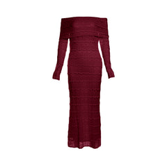 New Fashionable Elegant Socialite Style Off-shoulder Lace Dress Women