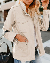 Women's Casual  Solid Color Loose Zip Lapel Jacket