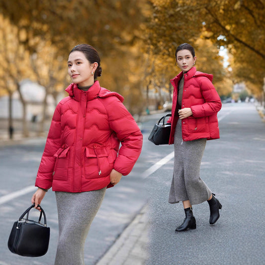 Hooded Cotton Puffer Jacket Women's Thickened Middle-aged And Elderly Coat