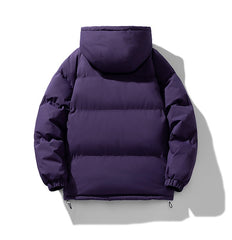 Men's Hoodie Coat Winter Fashion Solid ZIp-up Thickened Cotton-padded Puffer Jacket Casual Warm Outwear Top Clothing