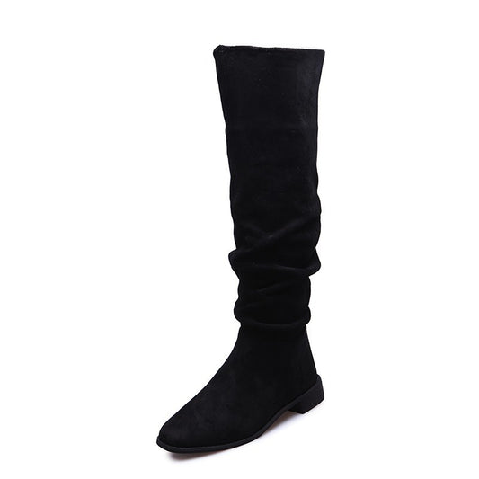Plus Size Suede Flat Over-the-knee Boots Female Pointed-toe Slip-on Knight