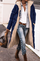Solid Color Hooded Long Coat Winter Long Sleeve Double-sided Wear Slim Elegant Cardigan Puffer Jacket Top Women's Clothing