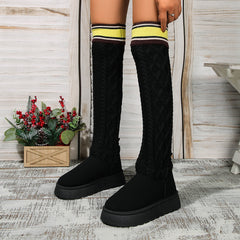 Winter Over-the-knee Boots With Long Knitted Sock Design