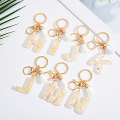 Shell Stone Gold Foil Letter Keychain