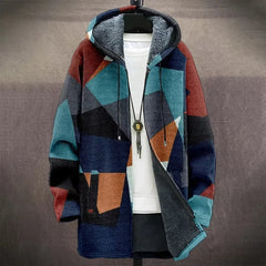 Digital Printed Hat Cardigan Men's Mid-length Trench Coat