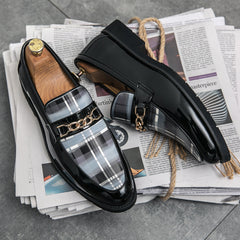 Men's Pointed Toe Leather Business Shallow Mouth Casual Shoes