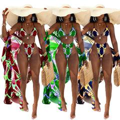 Swimwear Digital Print Cardigan Long Sleeve Blouse Short Sleeve
