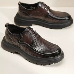 Men's Leather Shoes Summer Breathable Soft Bottom Business Casual