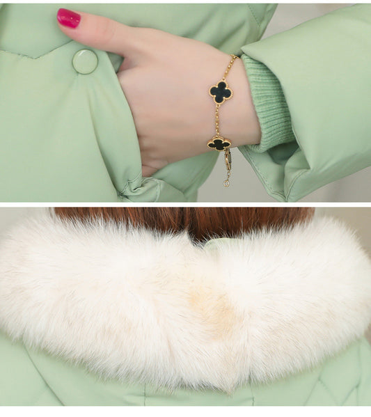 Self-version Big Fur Collar Padded Warm Cotton Winter Coat Quilted Puffer Jacket