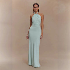 Sexy Sleeveless Slim Waist Halter Sheath Dress