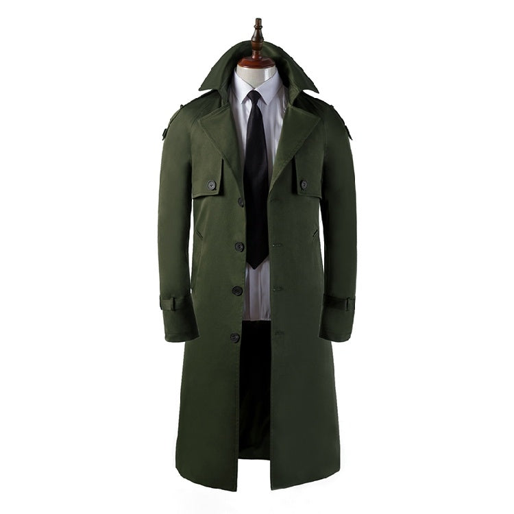 Men's Trench Coat Super Long Over The Knee Slim Casual