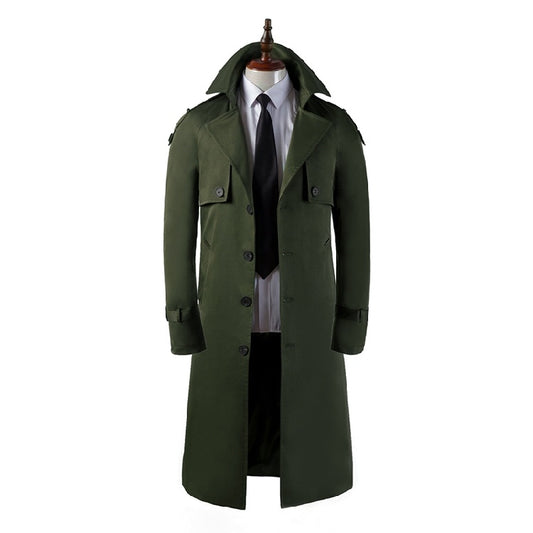 Men's Trench Coat Super Long Over The Knee Slim Casual