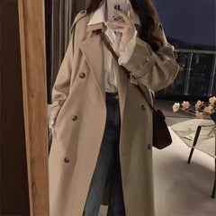 Spring And Autumn British Style Mid-length Early Autumn Trench Coat For Women