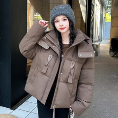 Short Down puffer Jacket Women's Hooded Warm Jacket