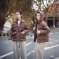 Hooded Cotton Puffer Jacket Women's Thickened Middle-aged And Elderly Coat